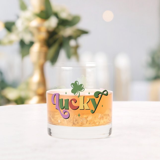 Lucky Shamrock St. Patrick's Day Whiskey Glass (Insitu (Wedding))