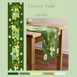 Lucky shamrock with Daises Short Table Runner