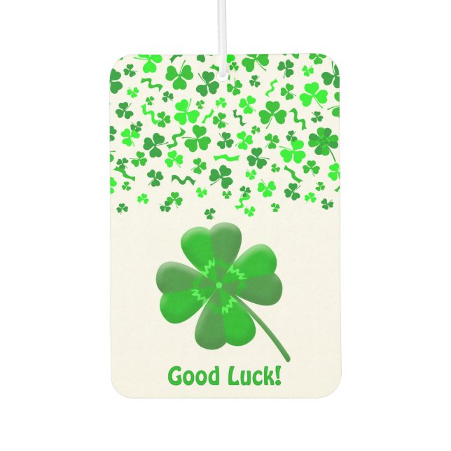 Lucky Shamrocks Confetti Pattern Personalized Car Air Freshener (Front)