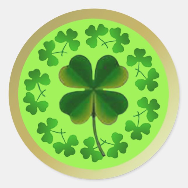 Lucky Shamrocks for St Patrick's Day Classic Round Sticker (Front)