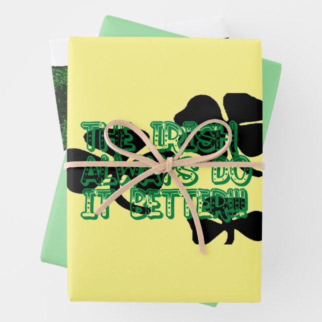 Lucky Shamrocks Wrapping Paper Sheet (In situ)