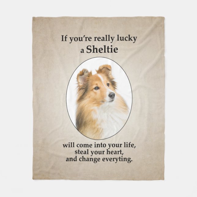 Lucky Sheltie Fleece Blanket (Front)