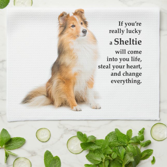 Lucky Sheltie Tea Towel (Folded)