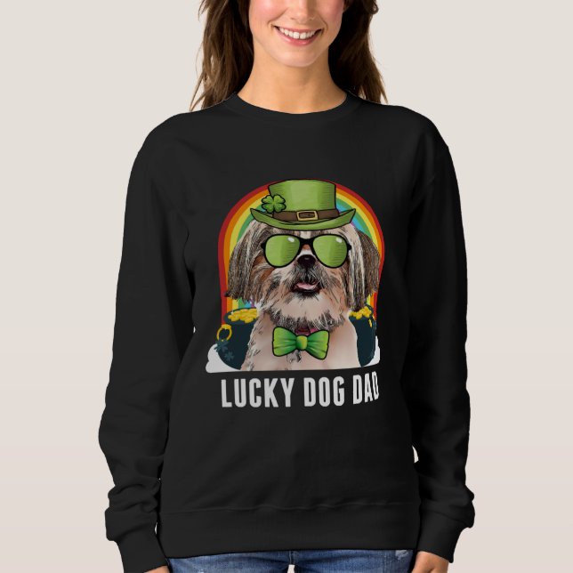 Lucky Shih Tzu Dog Dad St Patricks Day Sweatshirt (Front)