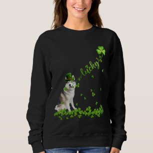 Lucky Siberian Husky Dog Funny Shamrock St Patrick Sweatshirt