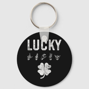 LUCKY Sign Language Deaf Awareness St Patricks Day Key Ring