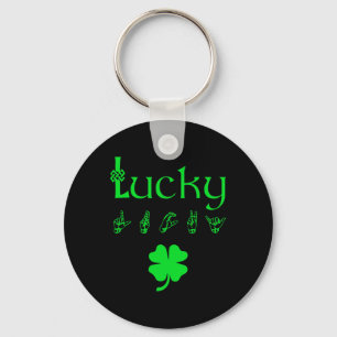 LUCKY Sign Language Deaf Awareness St Patricks Day Key Ring