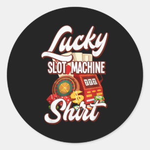 Lucky Slot Machine Casino Las Vegas Gambling Classic Round Sticker