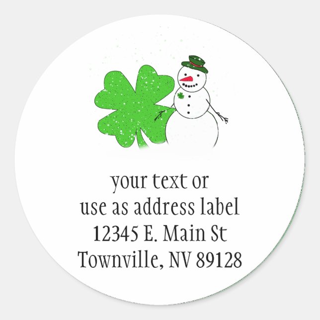 Lucky Snowman Classic Round Sticker (Front)