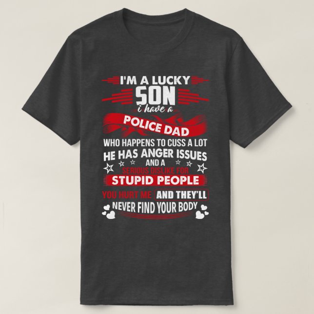 Lucky Son Of Police Dad Proud Police T Shirts For  (Design Front)