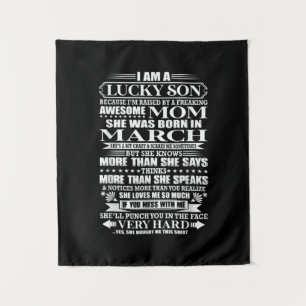 Lucky Son Raised By A Awesome Mum Gift For Mum Tapestry