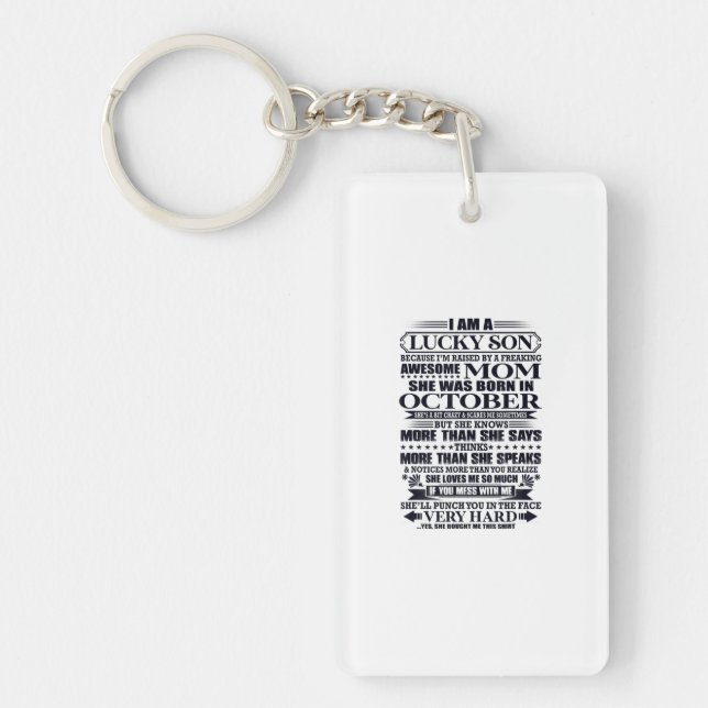 Lucky Son Raised By A Freaking Awesome Mum Key Ring (Front)