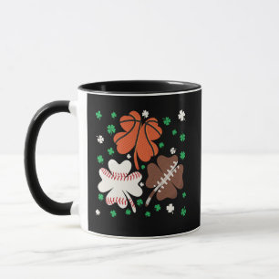 Lucky Sports Clover Pattern Basketball, Football Mug