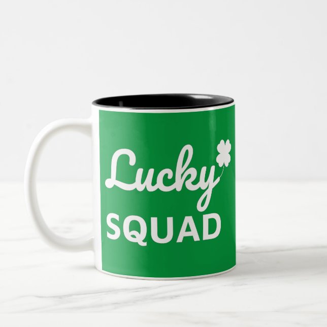 Lucky Squad St. Patrick's Day Two-Tone Coffee Mug (Left)