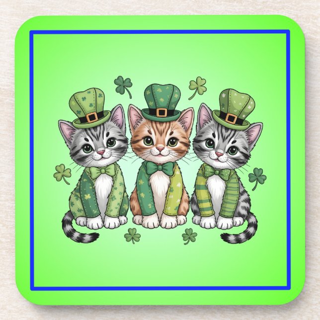 Lucky St. Patrick’s Day Kittens-47474 Coaster (Front)