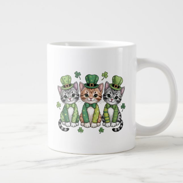 Lucky St. Patrick’s Day Kittens-47474 Large Coffee Mug (Right)