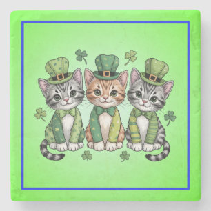 Lucky St. Patrick’s Day Kittens-47474 Stone Coaster