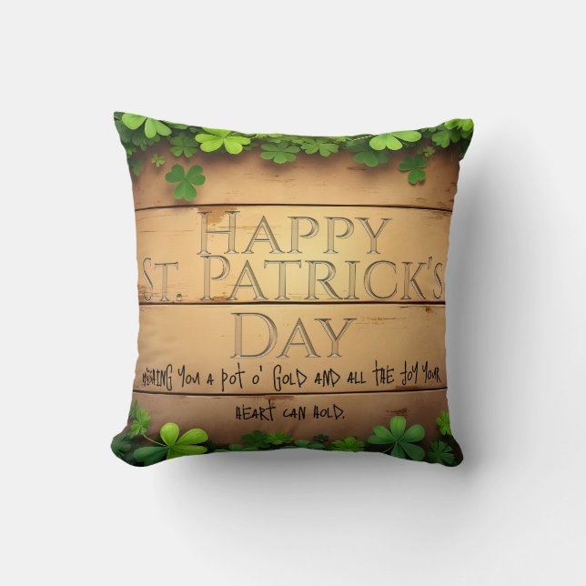 Lucky St. Patrick’s Day Wishes 🍀 Cushion (Front)