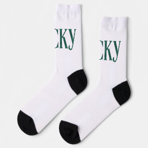Lucky St. Patrick's Day Argyle Pattern Text Socks