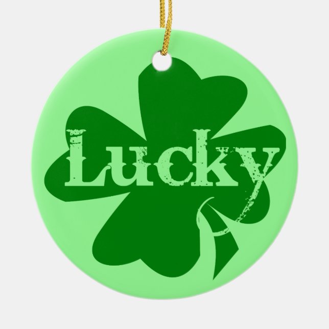 Lucky St. Patricks Day Charm Ceramic Tree Decoration (Front)