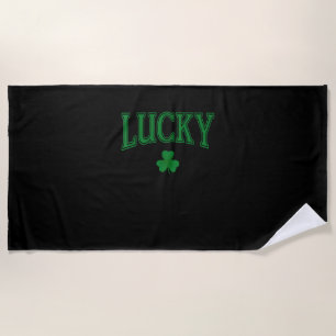 Lucky St Patrick's Day Clover Shamrock Lucky T-Shi Beach Towel
