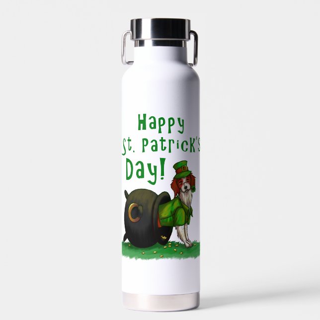 Lucky St. Patrick's Day Dog Water Bottle (Front)