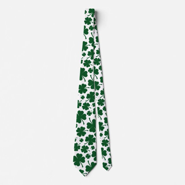 Lucky St. Patricks Day Four Leaf Clover  Tie (Front)