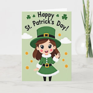 Lucky St Patricks Day Girl Card