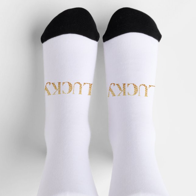 Lucky St. Patrick's Day Gold Leaf Pattern Socks (Top)