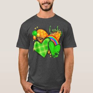 Lucky St Patrick'S Day Hearts Rainbow Shamrock T-Shirt