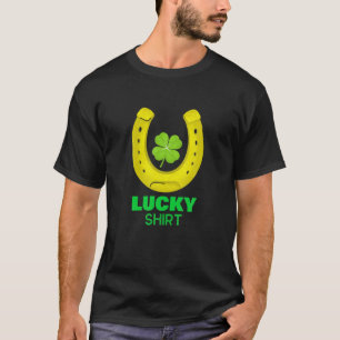 Lucky , St. Patrick's Day Horseshoe, Clover T-Shirt