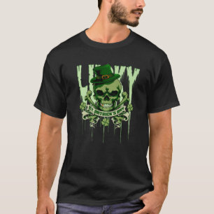 Lucky St. Patrick's Day Irish Skull 4-Leaf Clover T-Shirt