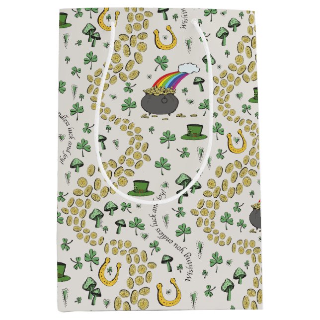 Lucky St Patricks Day Luck & Joy Medium Gift Bag (Front)