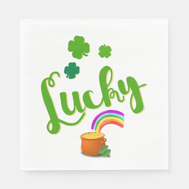 Lucky St. Patrick's Day Paper Napkins (Front)
