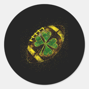Lucky St. Patrick's Day Shamrock Football Irish Gr Classic Round Sticker