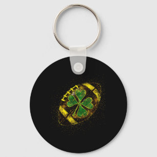 Lucky St. Patrick's Day Shamrock Football Irish Gr Key Ring