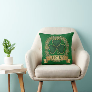 Lucky St Patrick's Day Shamrock Irish Cushion