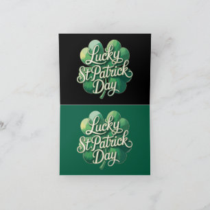 Lucky St. Patrick's Day Vintage Typography Four Thank You Card