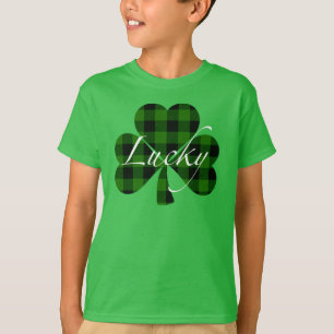 Lucky St. Patty’s Shamrocks   green plaid T-Shirt
