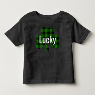 Lucky St. Patty’s Shamrocks   green plaid Toddler T-Shirt