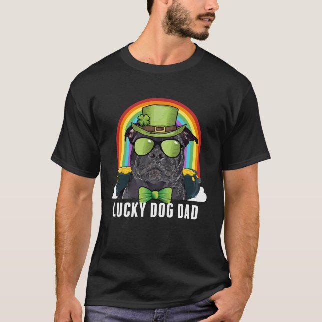 Lucky Staffordshire Bull Terrier Dog Dad St Patric T-Shirt (Front)