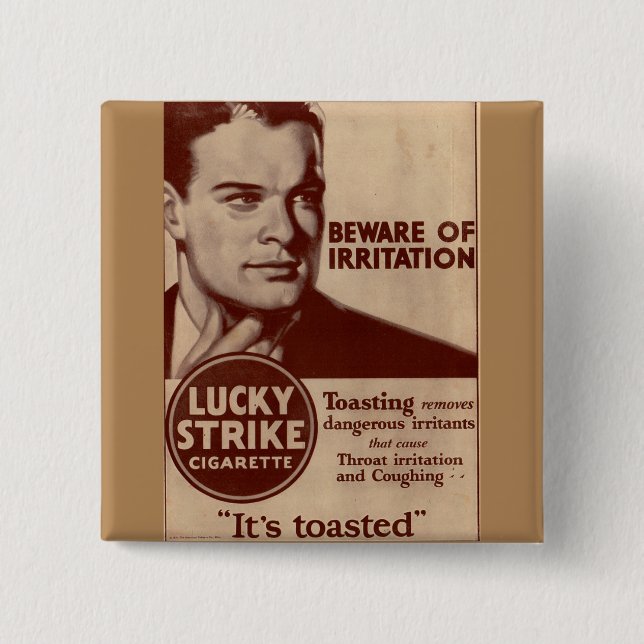 Lucky Strikes - Beware of Irritation 15 Cm Square Badge (Front)