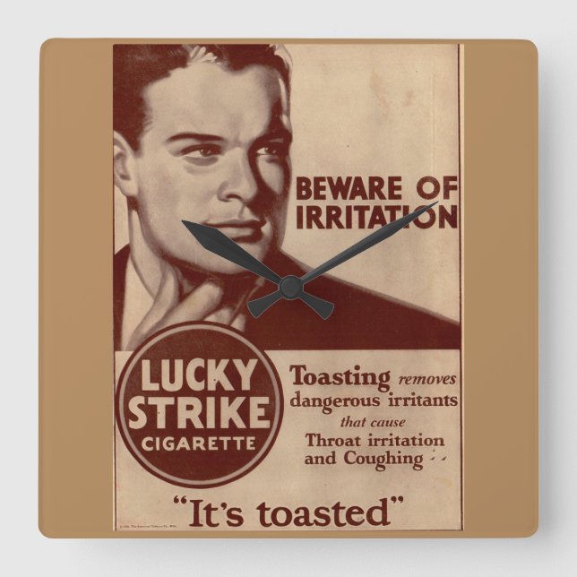 Lucky Strikes - Beware of Irritation Square Wall Clock (Front)