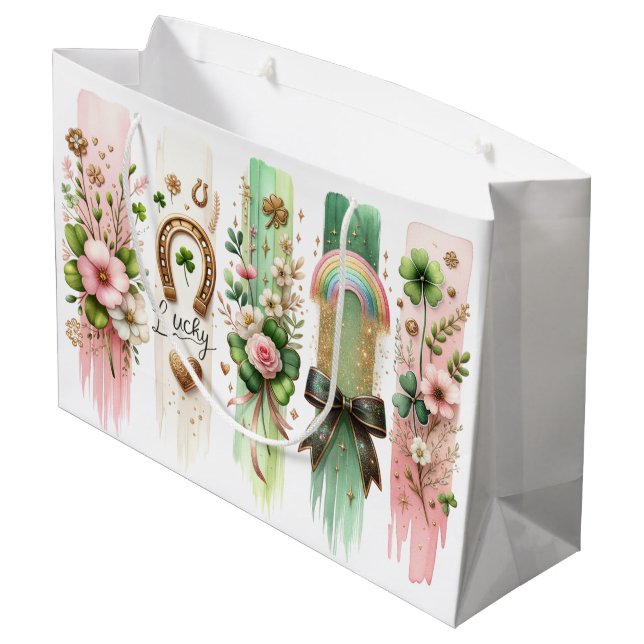 Lucky Symbols, St. Patrick's Day Gift Bag (Back Angled)