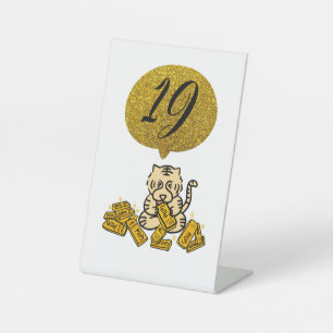Lucky table number pedestal sign