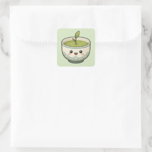 Lucky Tea Stem Cup Square Sticker