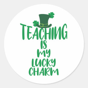 Lucky Teacher Vibes St. Patrick's Day Edition Classic Round Sticker