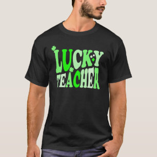 Lucky Teacher With Shamrocks For St Patricks Day T-Shirt