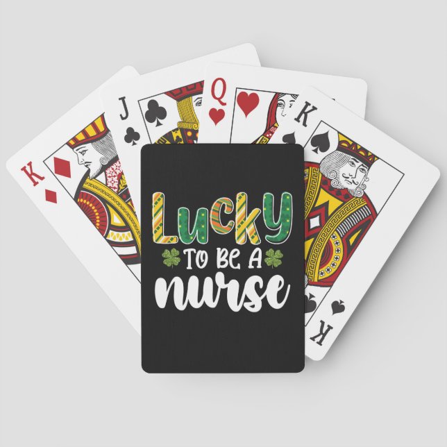 Lucky To Be A Nurse St Patrick's Day Playing Cards (Back)