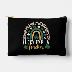 Lucky To Be A Teacher Rainbow St Patrick's Day Accessory Pouch